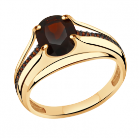 Золотое кольцо Александра кл3339-2ск-к с фианитом и гранатом кл3339-2ск-к фото