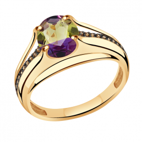 Золотое кольцо Александра кл3339-49ск-ш с фианитом и аметрином кл3339-49ск-ш фото