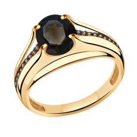 Золотое кольцо Александра кл3339-4ск-ш с фианитом и раухтопазом кл3339-4ск-ш фото