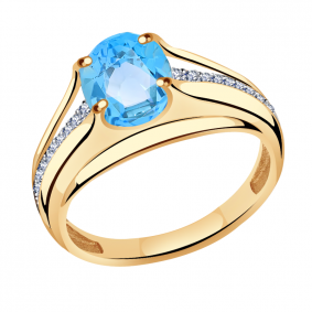 Золотое кольцо Александра кл3339-78ск с топазом и фианитом кл3339-78ск фото