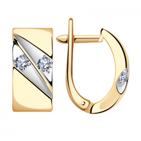 Золотые серьги Александра кл3364а-62сбк с Swarovski кл3364а-62сбк фото