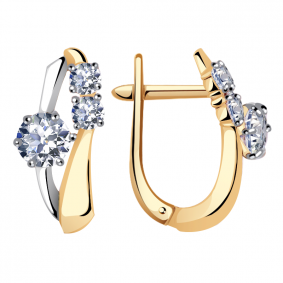 Золотые серьги Александра кл3365а-62сбк с Swarovski кл3365а-62сбк фото