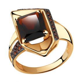 Золотое кольцо Александра кл3374-2ск-к с фианитом и гранатом кл3374-2ск-к фото