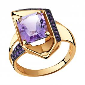 Золотое кольцо Александра кл3374-3ск-си с фианитом и аметистом кл3374-3ск-си фото