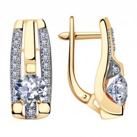 Золотые серьги Александра кл3376а-62ск с Swarovski кл3376а-62ск фото