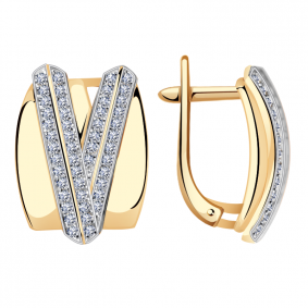 Золотые серьги Александра кл3386аск с фианитом кл3386аск фото