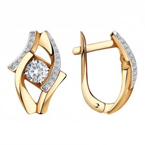 Золотые серьги Александра кл3387а-62ск с Swarovski кл3387а-62ск фото