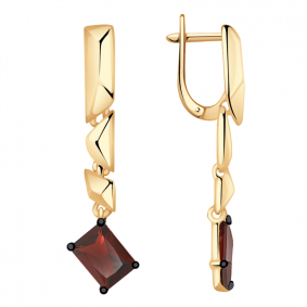 Золотые серьги Александра кл3411а-2ск с гранатом кл3411а-2ск фото