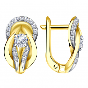 Серьги из лимонного золота Александра кл3413а-62сл с Swarovski кл3413а-62сл фото