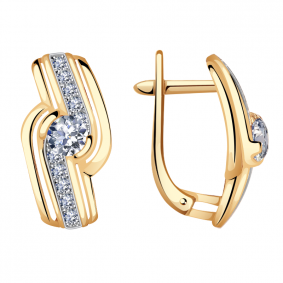Золотые серьги Александра кл3423а-62ск с Swarovski кл3423а-62ск фото