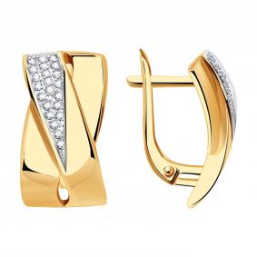 Золотые серьги Александра кл3435аск с фианитом кл3435аск фото