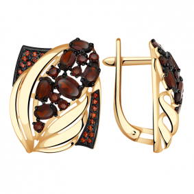 Золотые серьги Александра кл3442а-2ск-к с фианитом и гранатом кл3442а-2ск-к фото