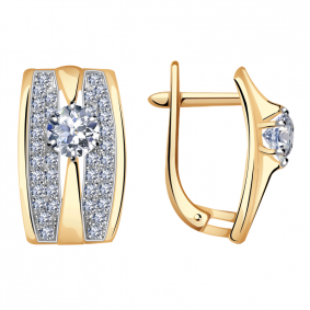 Золотые серьги Александра кл3457а-62сбк с Swarovski кл3457а-62сбк фото