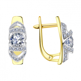 Серьги из лимонного золота Александра кл3458а-62сбл с Swarovski кл3458а-62сбл фото