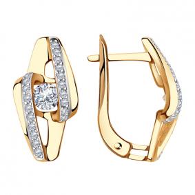 Золотые серьги Александра кл3480а-62ск с Swarovski кл3480а-62ск фото