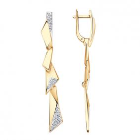 Золотые серьги Александра кл3484асбк с фианитом кл3484асбк фото