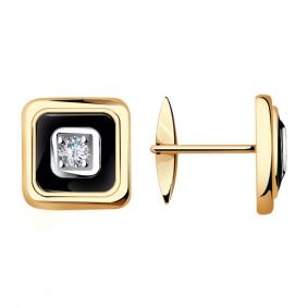 Золотые запонки Александра кл3497всбк с фианитом и эмалью кл3497всбк фото