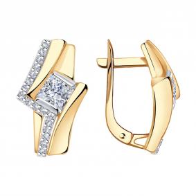 Золотые серьги Александра кл3504а-62сбк с Swarovski кл3504а-62сбк фото