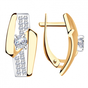 Золотые серьги Александра кл3507а-62сбк с Swarovski кл3507а-62сбк фото