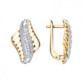 Золотые серьги Александра кл3529асбк с фианитом кл3529асбк фото