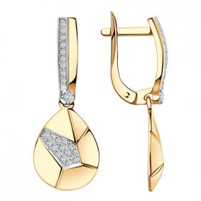 Золотые серьги Александра кл3536асбк с фианитом кл3536асбк фото