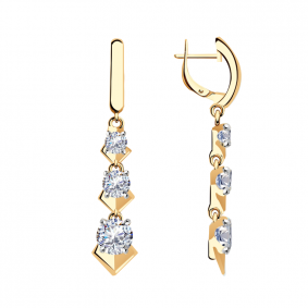 Золотые серьги Александра кл3540а-62ск с Swarovski кл3540а-62ск фото