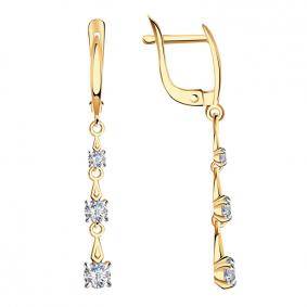 Золотые серьги Александра кл3554а-62ск с Swarovski кл3554а-62ск фото