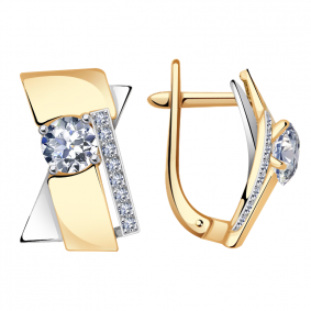 Золотые серьги Александра кл3561а-62сбк с Swarovski кл3561а-62сбк фото