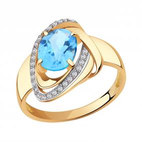 Золотое кольцо Александра кл3572-78ск с топазом и фианитом кл3572-78ск фото