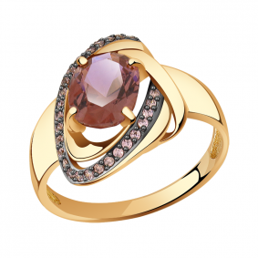 Золотое кольцо Александра кл3572-86ск-ш с фианитом и родолитом кл3572-86ск-ш фото