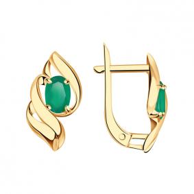 Золотые серьги Александра кл3573а-12ск с агатом кл3573а-12ск фото