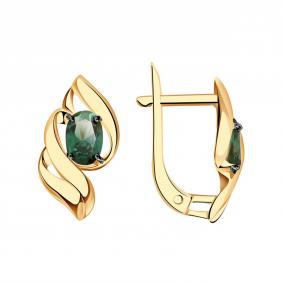 Золотые серьги Александра кл3573а-26ск с турмалином кл3573а-26ск фото