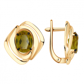 Золотые серьги Александра с ситаллом цвета Султанит кл3577а-48ск кл3577а-48ск фото