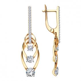 Золотые серьги Александра кл3578асбк с фианитом кл3578асбк фото