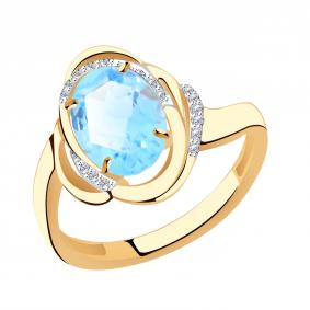 Золотое кольцо Александра кл3584-78ск с топазом и фианитом кл3584-78ск фото