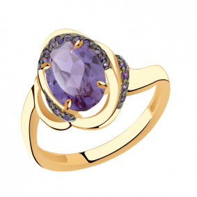 Золотое кольцо Александра кл3584-9ск-си с фианитом и александритом кл3584-9ск-си фото