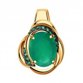 Золотая подвеска Александра кл3584б-12ск-з с фианитом и агатом кл3584б-12ск-з фото