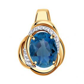 Золотая подвеска Александра кл3584б-28ск с фианитом и Лондон топазом кл3584б-28ск фото