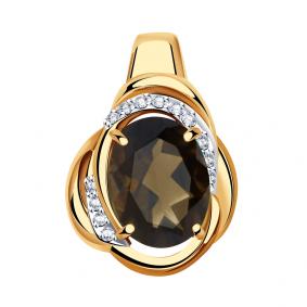 Золотая подвеска Александра кл3584б-4ск с фианитом и раухтопазом кл3584б-4ск фото