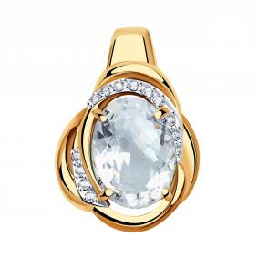 Золотая подвеска Александра кл3584б-7ск с фианитом и горным хрусталём кл3584б-7ск фото