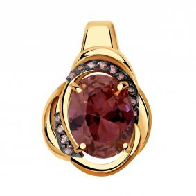 Золотая подвеска Александра с ситаллом цвета Marsala и фианитом кл3584б-86ск-ш кл3584б-86ск-ш фото