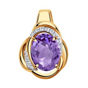 Золотая подвеска Александра кл3584б-9ск с фианитом и александритом кл3584б-9ск фото