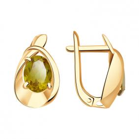 Золотые серьги Александра кл3598а-48ск с султанитом кл3598а-48ск фото