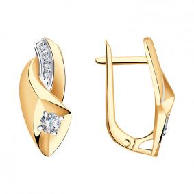 Золотые серьги Александра кл3599а-62ск с Swarovski кл3599а-62ск фото
