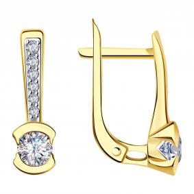 Серьги из лимонного золота Александра кл3613а-62сл с Swarovski кл3613а-62сл фото