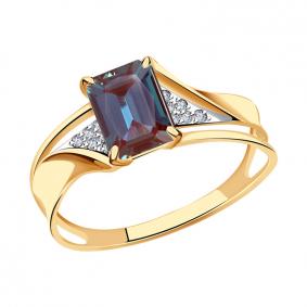 Золотое кольцо Александра кл3620ск с бриллиантом и александритом кл3620ск фото