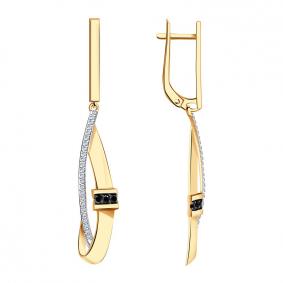 Золотые серьги Александра кл3632а-20ск-ч с фианитом кл3632а-20ск-ч фото