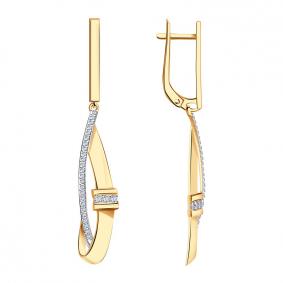 Золотые серьги Александра кл3632аск с фианитом кл3632аск фото