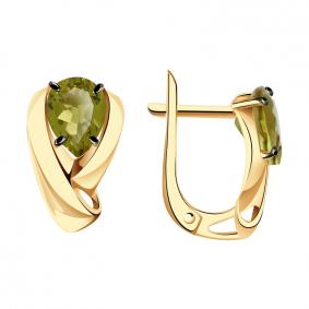 Золотые серьги Александра кл3636а-48ск с султанитом кл3636а-48ск фото