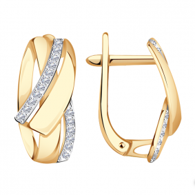 Золотые серьги Александра кл3640аск с фианитом кл3640аск фото